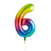 Rainbow Number '6' Foil 34" Balloon image