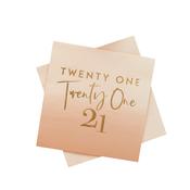 Gold Foiled 'Twenty One' Paper Napkins - Pack of 16 image