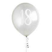 Silver Number '18' Latex 12" Balloons - Pack of 5 image