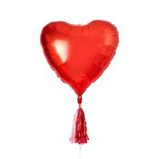 Red Giant Heart 32" Foil Balloon With Tassels image