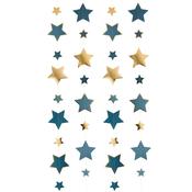Gold &amp; Teal Trailing Star Hanging Decorations 5m image