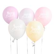 Eco Rainbow 'Happy Birthday' 12" Latex Balloons - Pack of 5 image