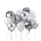 Disco Foil &amp; 'Lets Party' 12" Latex Balloon Bundle - Pack of 12 image