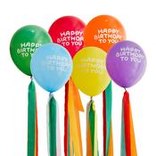 Playful Brights Birthday 12" Latex Balloons &amp; Tassels  - Pack of 6 image