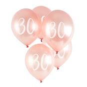 Rose Gold '30' Latex 12" Balloons 5 Pack image