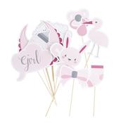 BABY SHOWER PHOTO BOOTH PROPS 13PK PINK