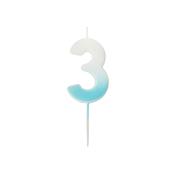 Blue Ombre Number '3' Candle image