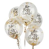 Pop Fizz Clink Confetti 12" Latex Balloons - Pack of 5 image