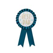 'Best Dad' Teal Satin Badge