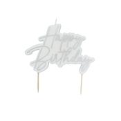 Silver Happy Birthday Candle image