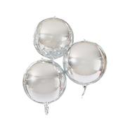 Silver Orb 15" Foil Balloons - Pack of 3 image