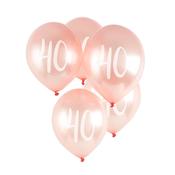 Rose Gold '40' Latex 12" Balloons 5 Pack image