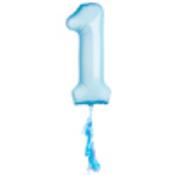 Blue '1' Foil 40" Balloon &amp; Tassels image