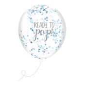 Blue 'Ready To Pop' Confetti Filled 12" Latex Balloons - Pack of 5 image