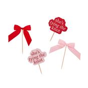 She's Tying The Knot &amp; Satin Bow Food Picks - Pack of 12