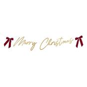 Gold 'Merry Christmas' Card Banner With Velvet Bows 2m