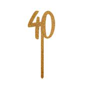 Gold Number '40' Glitter Acrylic Cake Topper image