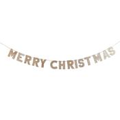 Gold Glitter 'Merry Christmas' Wooden Banner 2m