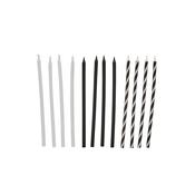 Monochrome Tall Skinny Candles - Pack of 12