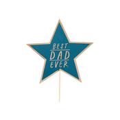 Navy 'Best Dad Ever' Star Card Cake Topper