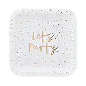 Gold 'Let's Party' Paper Plates - Pack of 8