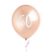 Rose Gold Number '50' Latex 12" Balloons - Pack of 5 image