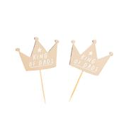 Gold 'King Of Dads' Crown Food Picks - Pack of 12