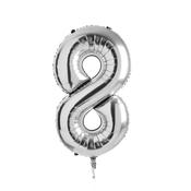 Silver Number '8' Foil 34" Balloon image