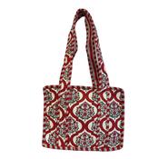 Micro Quilted Cotton Tote - Red and White