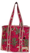 Quilted Cotton Tote Bag - Fuschia Jungle