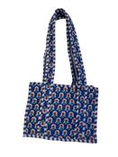 Micro Quilted Cotton Tote - Blue image