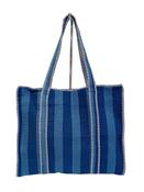 Quilted Cotton Tote Bag - Blue Stripe image