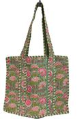 Quilted Cotton Tote Bag - Sage Floral
