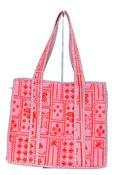PRE-ORDER Quilted Cotton Tote Bag - Pink and Red Cards
