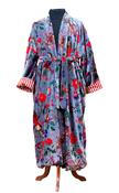 Velvet Dressing Gown - Grey Floral image