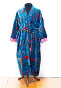Velvet Dressing Gown - Teal Floral image