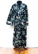 Cotton Dressing Gown - Black Jungle