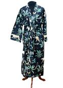 Cotton Dressing Gown - Black Jungle