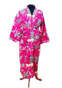 Cotton Dressing Gown - Fuschia Jungle