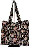 Quilted Cotton Tote Bag - Floral Noir
