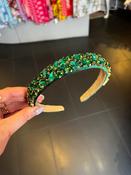 Velvet and Diamante Hairband - Green image