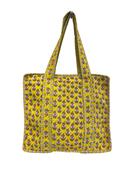 Quilted Cotton Tote Bag - Yellow and Pink