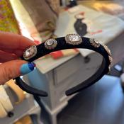 Thin Velvet Hairband - Black image