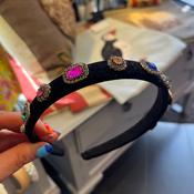 Thin Velvet Hairband - Black image
