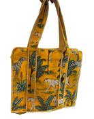 Quilted Cotton Tote Bag - Yellow Jungle