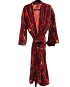 Velvet Dressing Gown - Wine Floral image