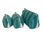 Makeup Bag - Teal Stripe image