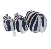 Makeup Bag - Ivory and Navy Stripe