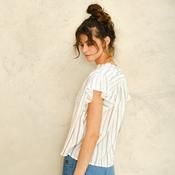 M.A.B.E Alma S/S Top - Ecru Stripe