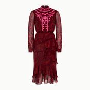 Saloni Isa Ruffle Dress - Astilbe Burgundy